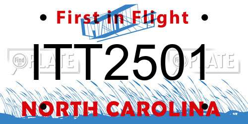 ITT2501 North Carolina License Plate