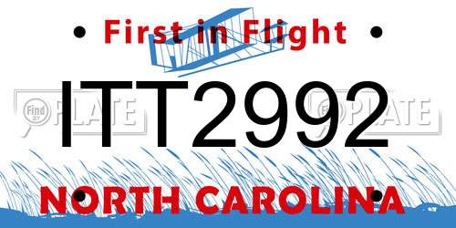ITT2992 North Carolina License Plate