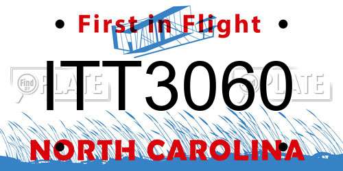 ITT3060 North Carolina License Plate