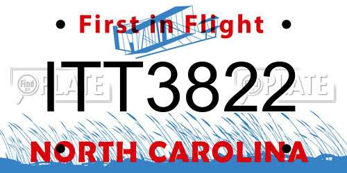 ITT3822 North Carolina License Plate