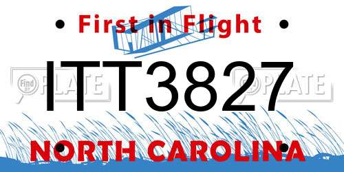 ITT3827 North Carolina License Plate