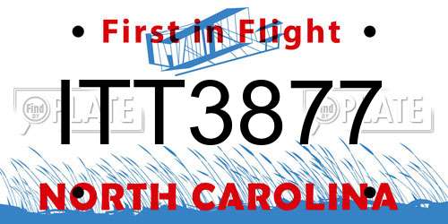 ITT3877 North Carolina License Plate