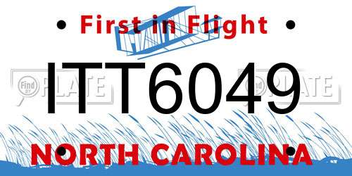 ITT6049 North Carolina License Plate
