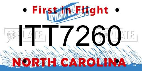 ITT7260 North Carolina License Plate
