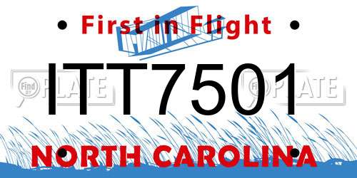 ITT7501 North Carolina License Plate