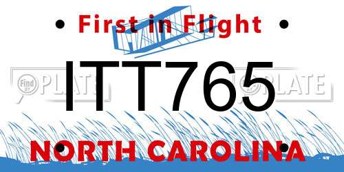 ITT765 North Carolina License Plate