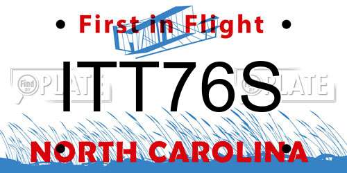 ITT76S North Carolina License Plate
