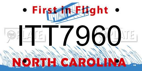 ITT7960 North Carolina License Plate