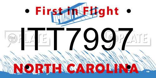 ITT7997 North Carolina License Plate