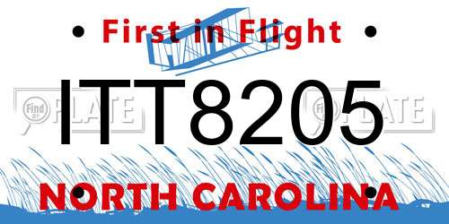 ITT8205 North Carolina License Plate