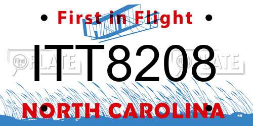ITT8208 North Carolina License Plate