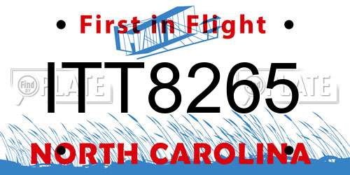 ITT8265 North Carolina License Plate