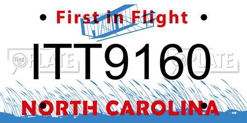 ITT9160 North Carolina License Plate