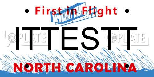 ITTESTT North Carolina License Plate