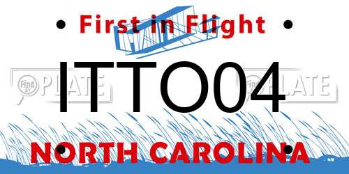 ITTO04 North Carolina License Plate
