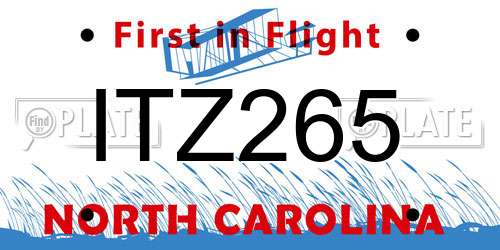 ITZ265 North Carolina License Plate