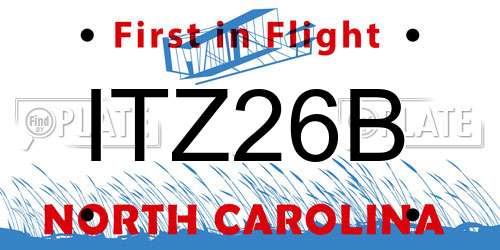 ITZ26B North Carolina License Plate