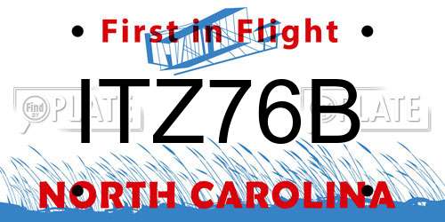 ITZ76B North Carolina License Plate