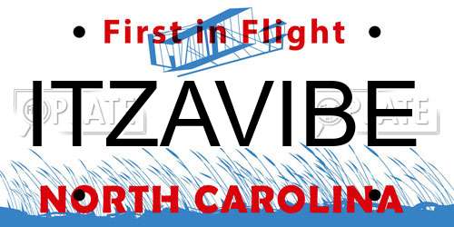 ITZAVIBE North Carolina License Plate