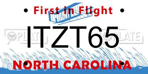ITZT65 North Carolina License Plate