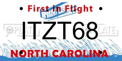 ITZT68 North Carolina License Plate