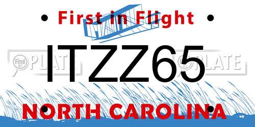 ITZZ65 North Carolina License Plate