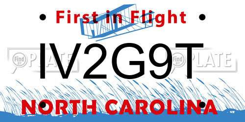 IV2G9T North Carolina License Plate