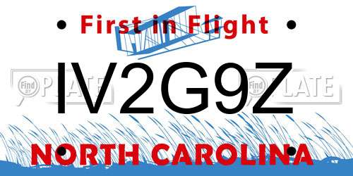 IV2G9Z North Carolina License Plate