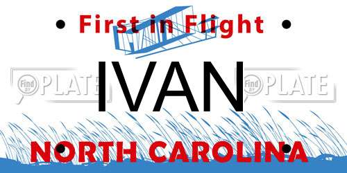 IVAN North Carolina License Plate