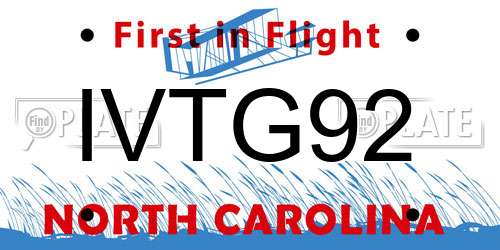 IVTG92 North Carolina License Plate