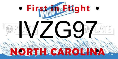 IVZG97 North Carolina License Plate