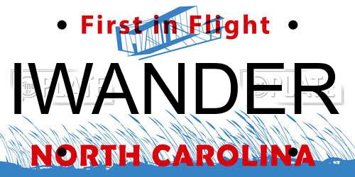 IWANDER North Carolina License Plate