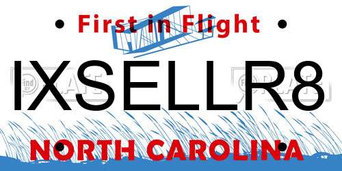 IXSELLR8 North Carolina License Plate