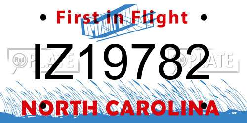IZ19782 North Carolina License Plate