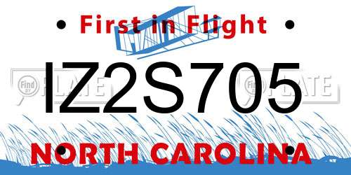 IZ2S705 North Carolina License Plate