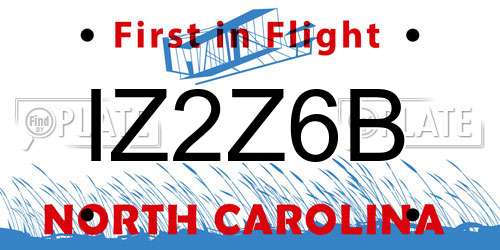 IZ2Z6B North Carolina License Plate