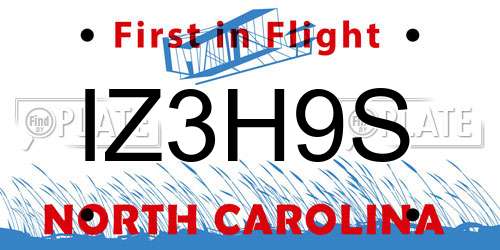 IZ3H9S North Carolina License Plate