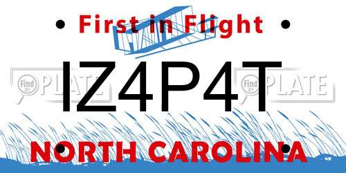 IZ4P4T North Carolina License Plate