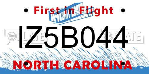 IZ5B044 North Carolina License Plate
