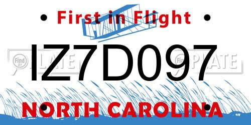 IZ7D097 North Carolina License Plate