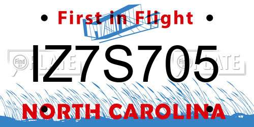 IZ7S705 North Carolina License Plate