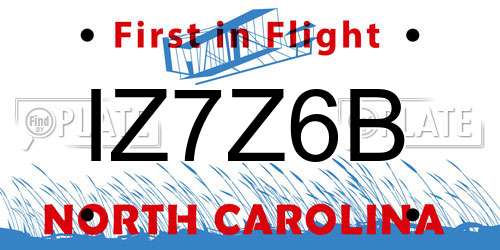 IZ7Z6B North Carolina License Plate