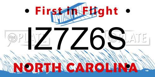 IZ7Z6S North Carolina License Plate