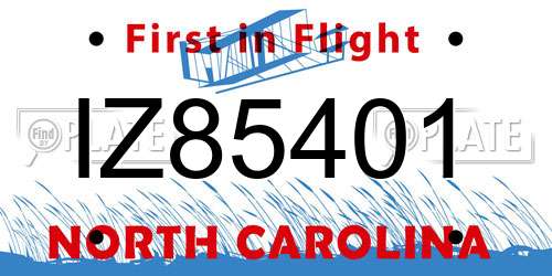 IZ85401 North Carolina License Plate