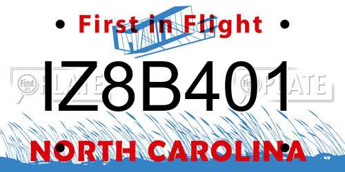 IZ8B401 North Carolina License Plate
