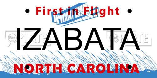 IZABATA North Carolina License Plate