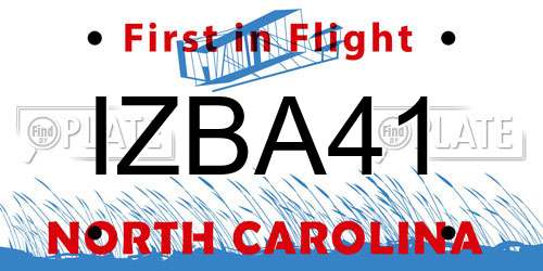 IZBA41 North Carolina License Plate