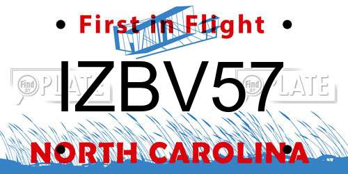 IZBV57 North Carolina License Plate