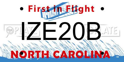 IZE20B North Carolina License Plate