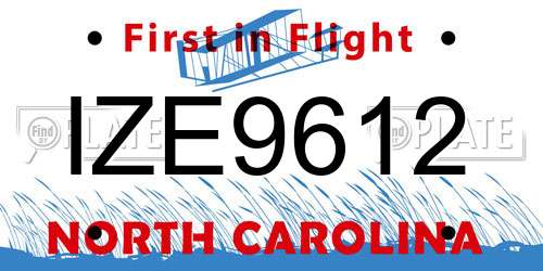 IZE9612 North Carolina License Plate